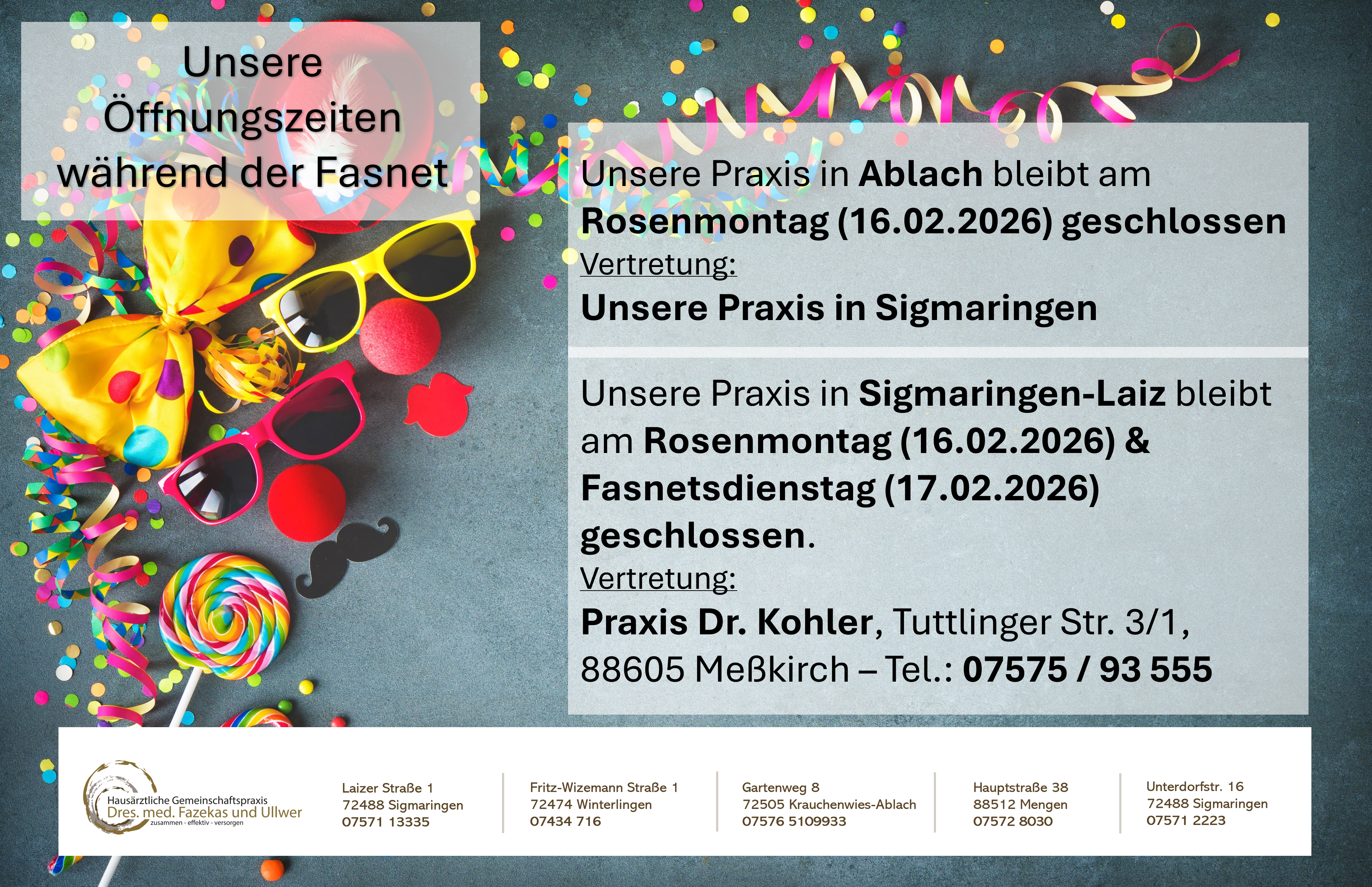 Unsere Vertretungen über Weihnachten und Neujahr