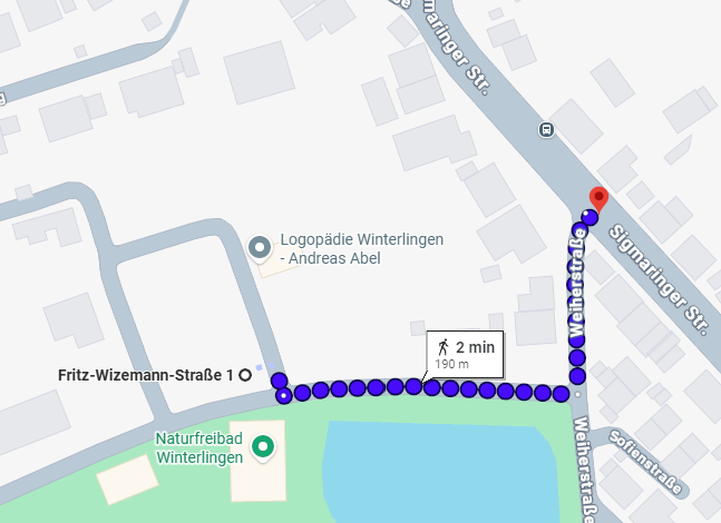 Anfahrt und Parkmöglichkeiten zur Hausärztlichen Gemeinschaftspraxis in Winterlingen